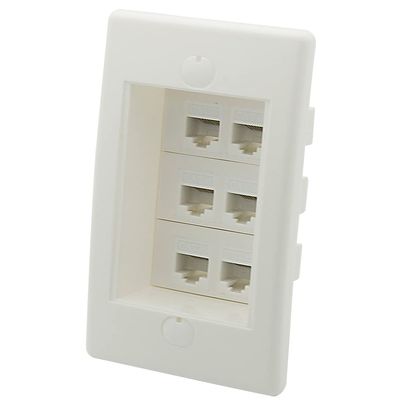 1 Gang 25MM Depth Step 6 Ports CAT6 RJ45 Female To Female Wall Plate