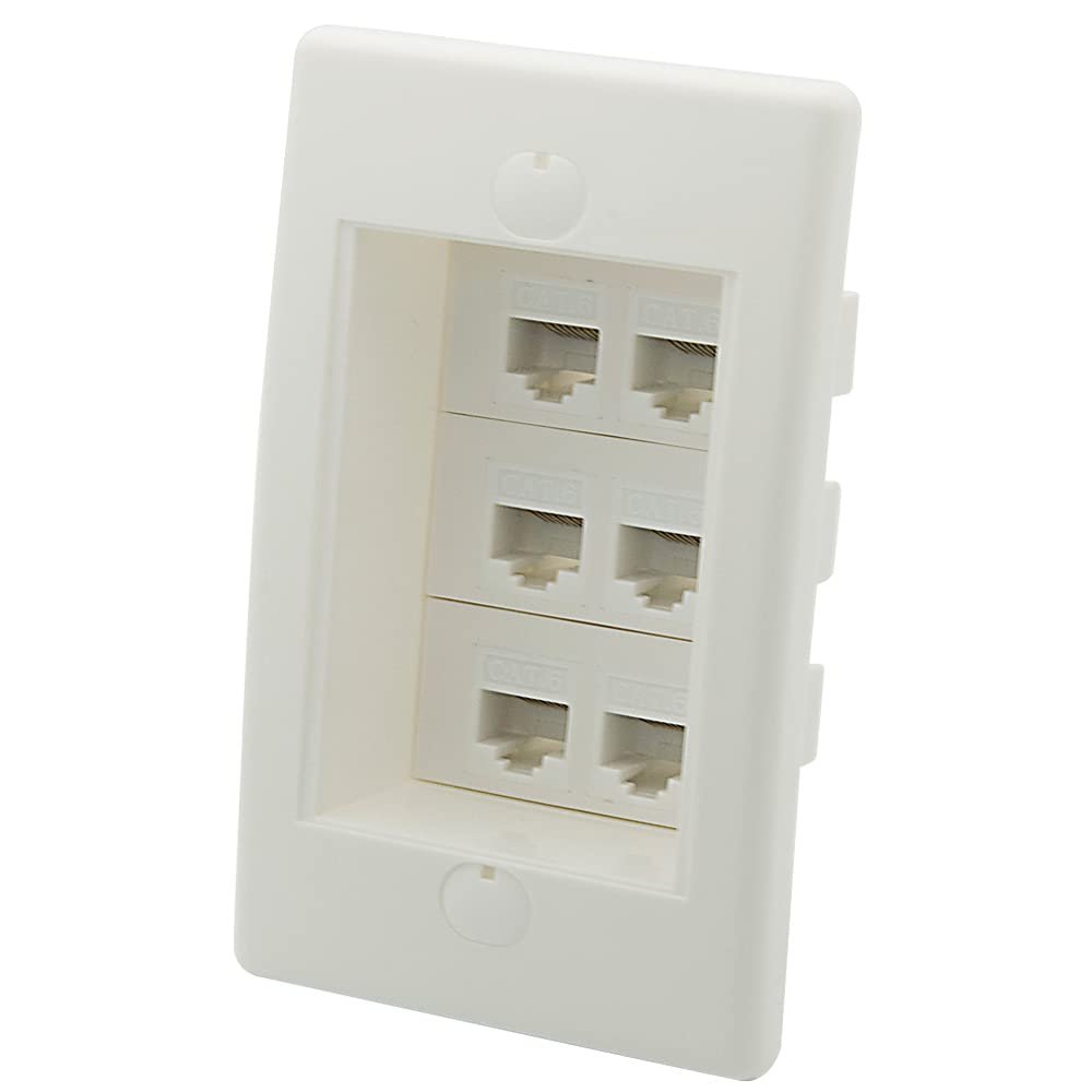 1 Gang 25MM Depth Step 6 Ports CAT6 RJ45 Female To Female Wall Plate