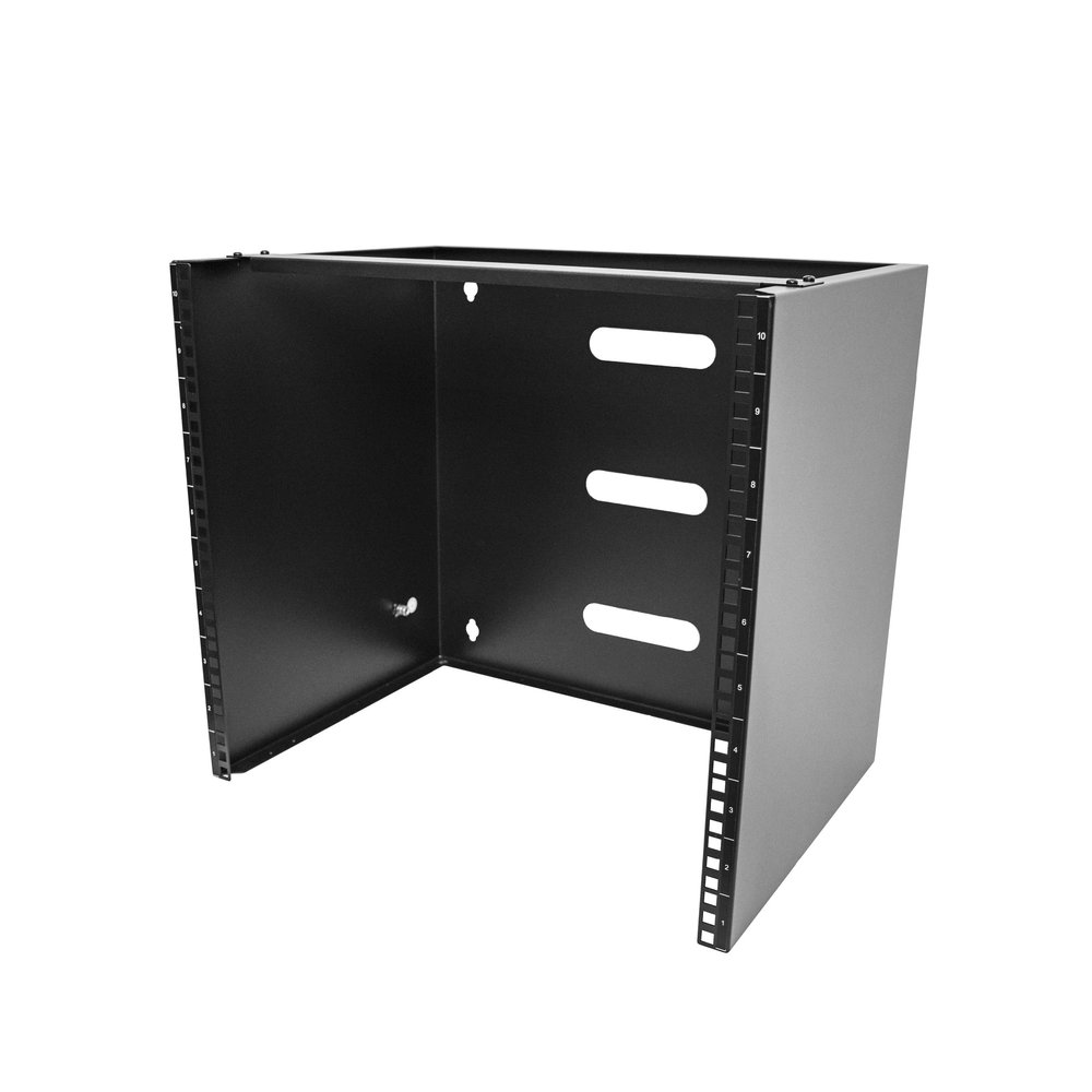 StarTech.com 10U Wall Mount Network Rack, 14 in Deep (Low Profile), 19" Patch Panel Bracket for Shallow Server, IT Equipment, Network Switches, 77lbs/35kg Weight Capacity, Black (RACK-10U-14-BRACKET)