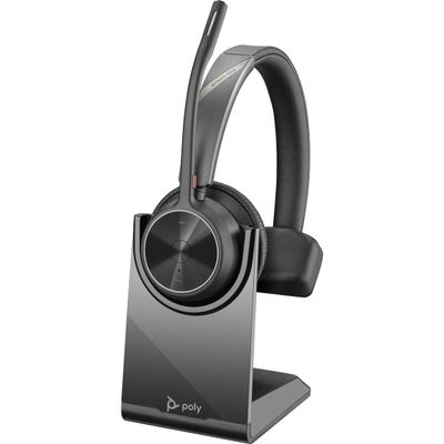 Poly - Voyager 4310 UC Wireless Headset (Plantronics) - Single-Ear Headset with Boom Mic - Connect to PC/Mac via USB-A Bluetooth Adapter, Cell Phone via Bluetooth - Works with Teams, Zoom & More,Black