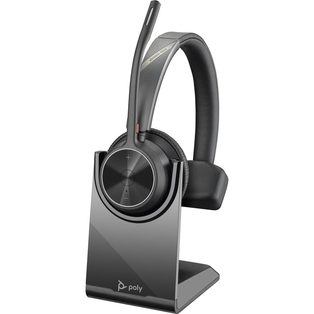 Poly - Voyager 4310 UC Wireless Headset (Plantronics) - Single-Ear Headset with Boom Mic - Connect to PC/Mac via USB-A Bluetooth Adapter, Cell Phone via Bluetooth - Works with Teams, Zoom & More,Black