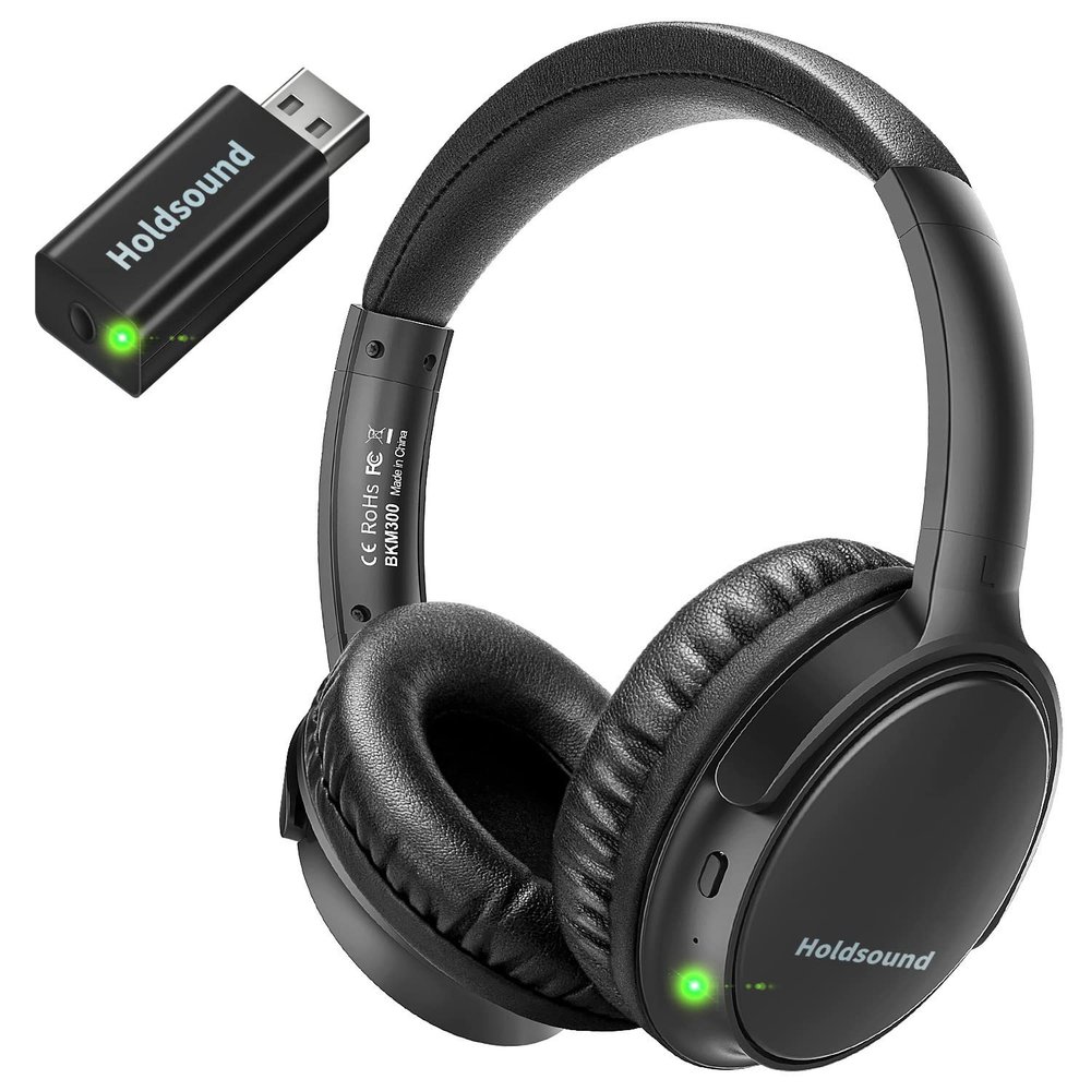 BKM300 Wireless TV Headphones with Bluetooth USB Transmitter, Simple Operation, 165ft (50m) Wireless Range, No Static & No Delay