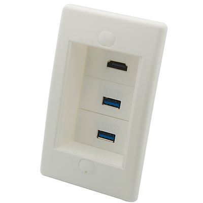 1 Gang 25MM Depth Step 2 Ports USB 3.0 1 Port HDMI Female To Female Wall Plate