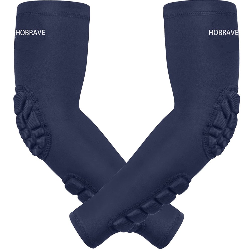 Hobrave Padded Arm Sleeves 2 Pack Crashproof Elbow Forearm Pads Compression Protection Support for Basketball Volleyball