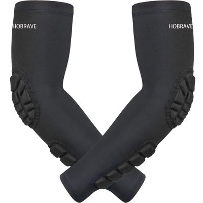 Hobrave Padded Arm Sleeves 2 Pack Crashproof Elbow Forearm Pads Compression Protection Support for Basketball Volleyball