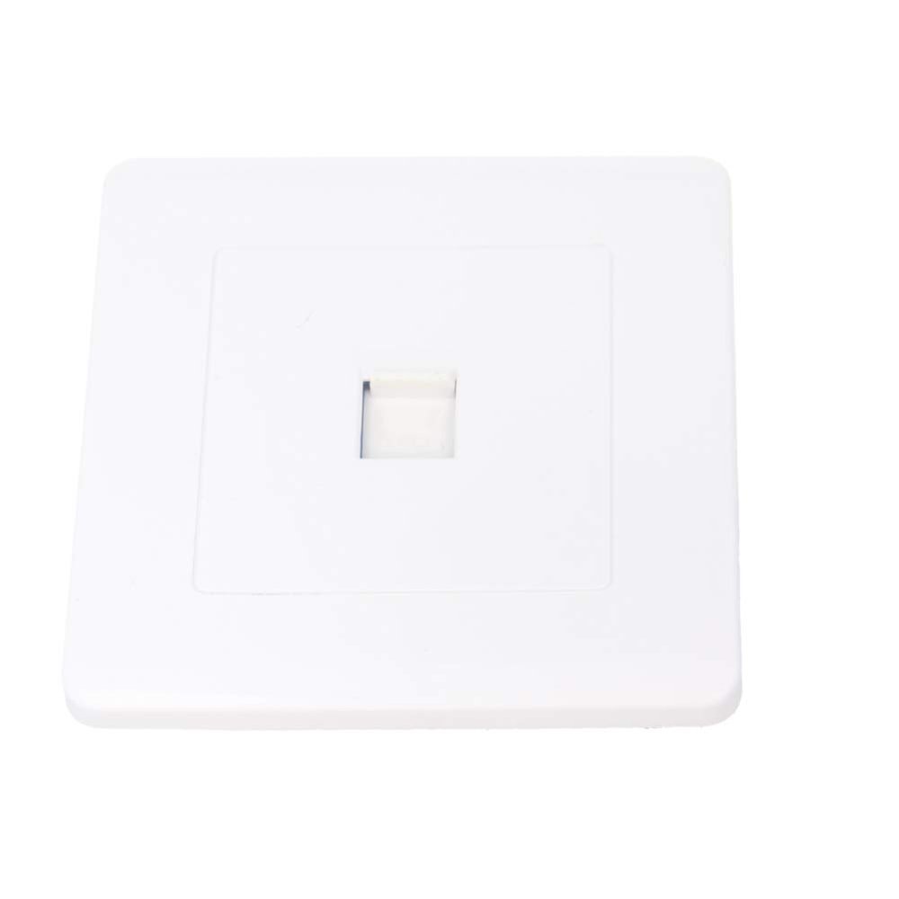 Heyiarbeit 86 Type RJ45+RJ11 Plastic Wall Plate Socket Telephone TV Aerial Information Jack Connection for Home Office with Screws White Tone 1 Pcs