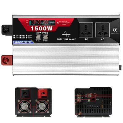 ZWJABYY Power Inverters 2000W 3000W 4000W 6000W Peak Pure Sine Wave Inverter 12V 24V Dc to 110V 220V Ac Car Power Inverter with Remote Control 2 Ac Outlets 6 USB 2.1A Port,1500W-24Vto110V