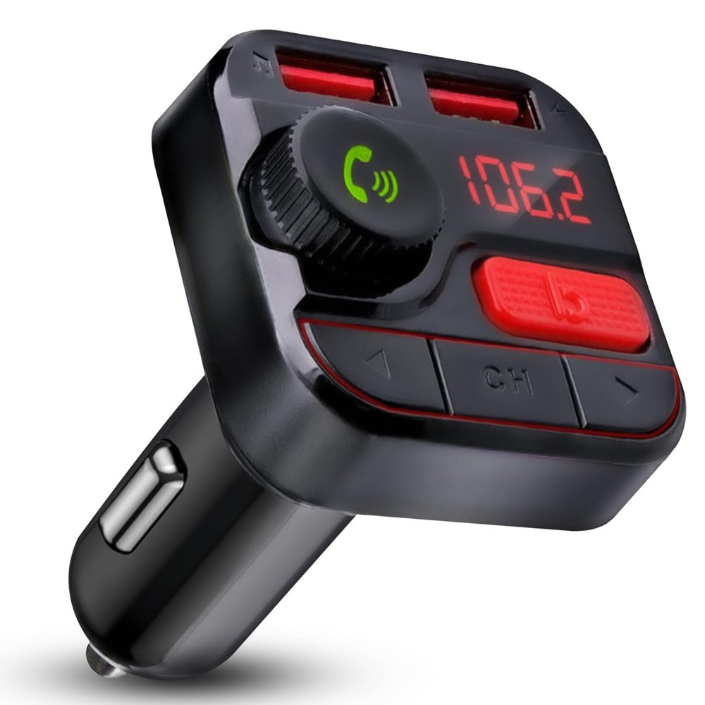 Monster Bluetooth FM Transmitter for Car Cigarette Lighter, Bass Boost, Track Back/Forward, Volume, Play/Answer Buttons, Micro SD Card Slot, Microphone, 2 USB Chargers, Google Voice & Siri Compatible
