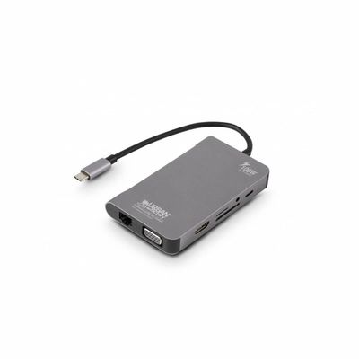 USB C Hub by Urban Factory Hubee Plus 100watt, Docking Station, Dual Monitor HDMI for Notebook/Laptop/Windows/MAC/iOS, Multiport Adapter, 4K HDMI, VGA, RJ45, USB3.0, 100W PD