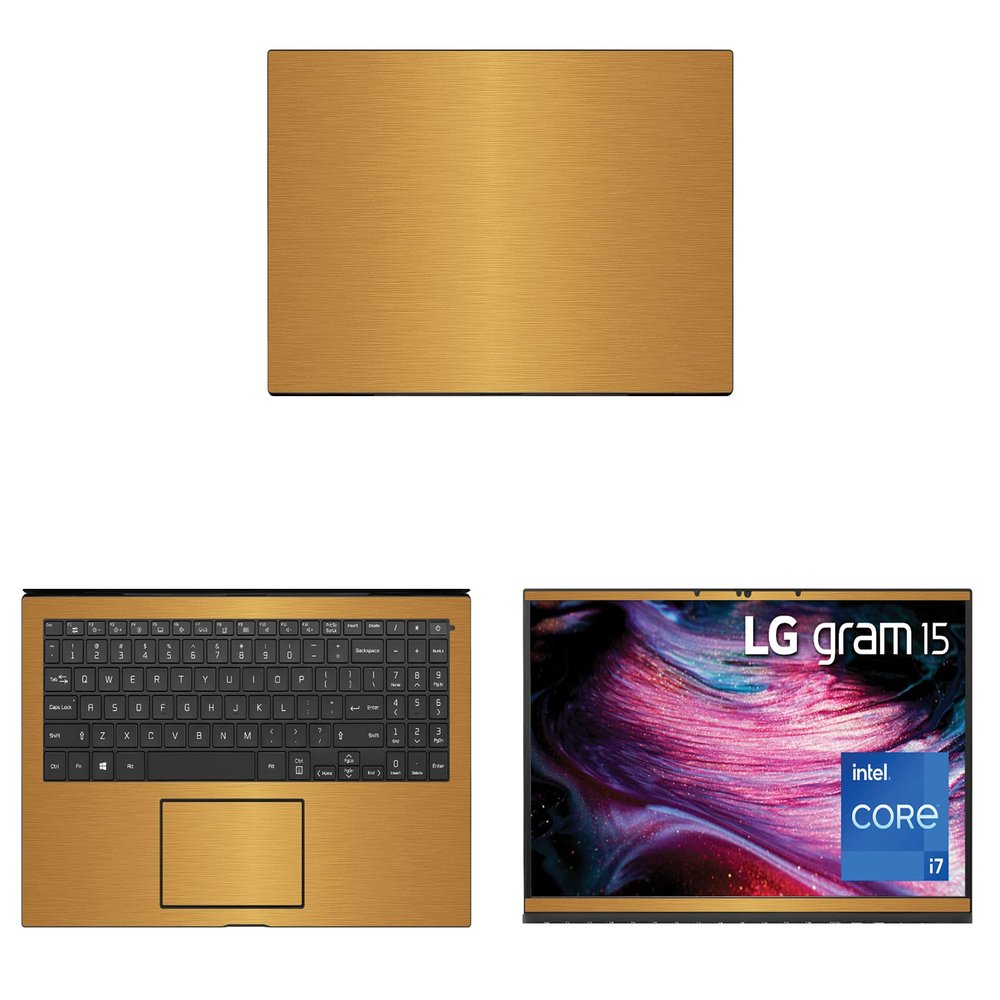 Decalrus - Protective Decal for The LG Gram 15Z90P (15.6" Screen) Laptop Gold Texture Brushed Aluminum Vinyl Cover wrap BAlgGram15_15Z90pGold