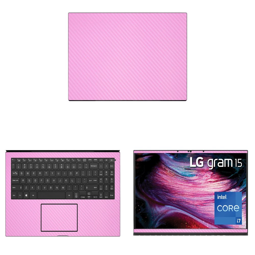 Decalrus - Protective Decal for The LG Gram 15Z90P (15.6" Screen) Laptop Pink Carbon Fiber Vinyl Cover wrap CFlgGram15_15Z90pPink
