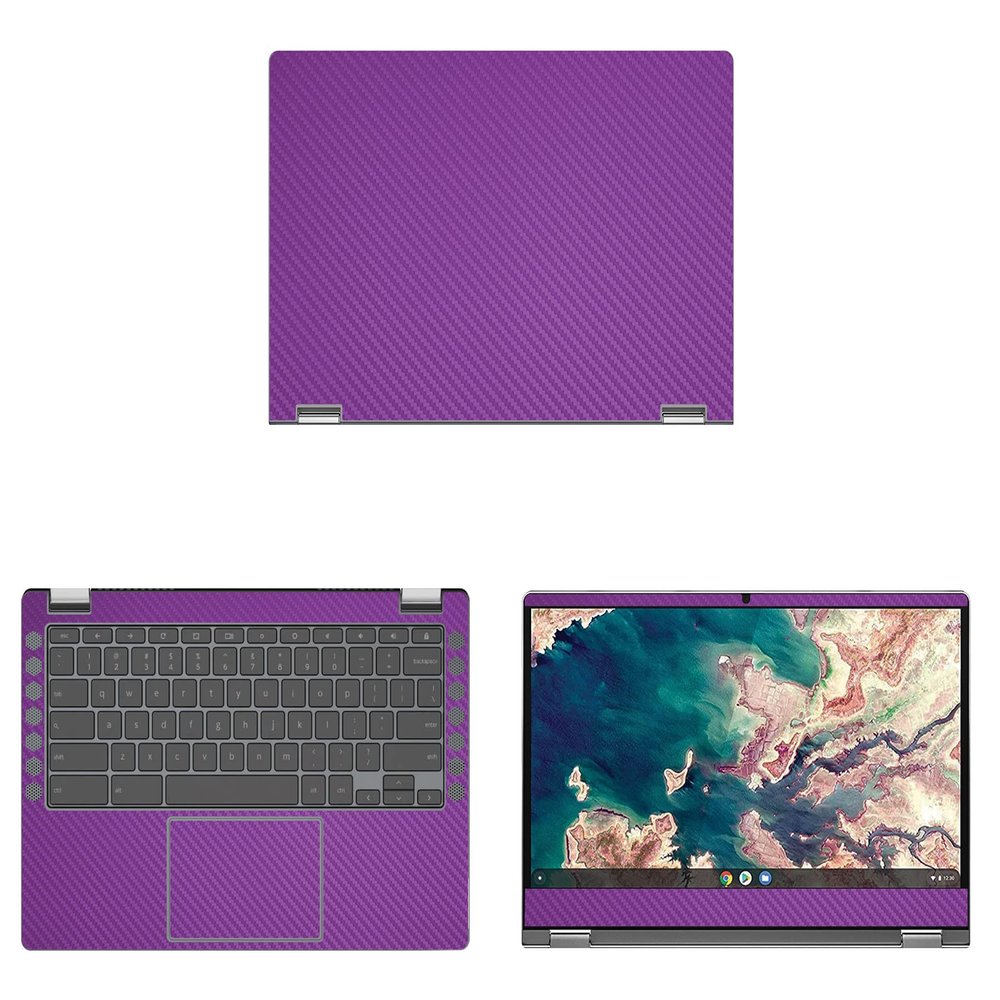 Decalrus - Protective Decal for The Lenovo Chromebook Flex 5 13 2-in-1 (13.3" Screen) Laptop Purple Carbon Fiber wrap CFlenovoChrmbkFlex5_13Purple