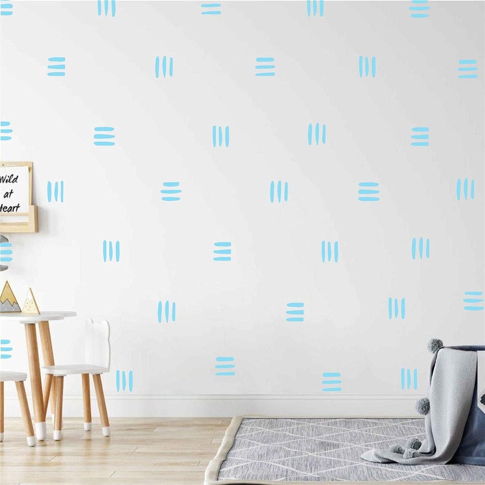 120pcs Modern Line Wall Stickers Boho Nursery Kids Living Room Scandinavian Home Dcor Self-Adhesive Murals Vinyo DIY Gift YT5037 (Blue)