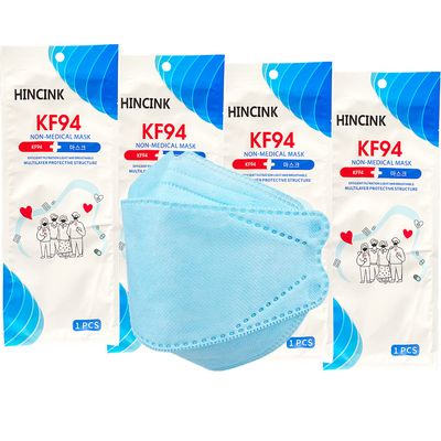 HINCINK (Pack of 20 KF94 Black Face Mask Individually Packaged Unisex, 4-Layer Filters Breathable Comfortable, Nose Mouth Covering Dust Mask for Adult and Older, Children Colorful (20pcs, Light blue)