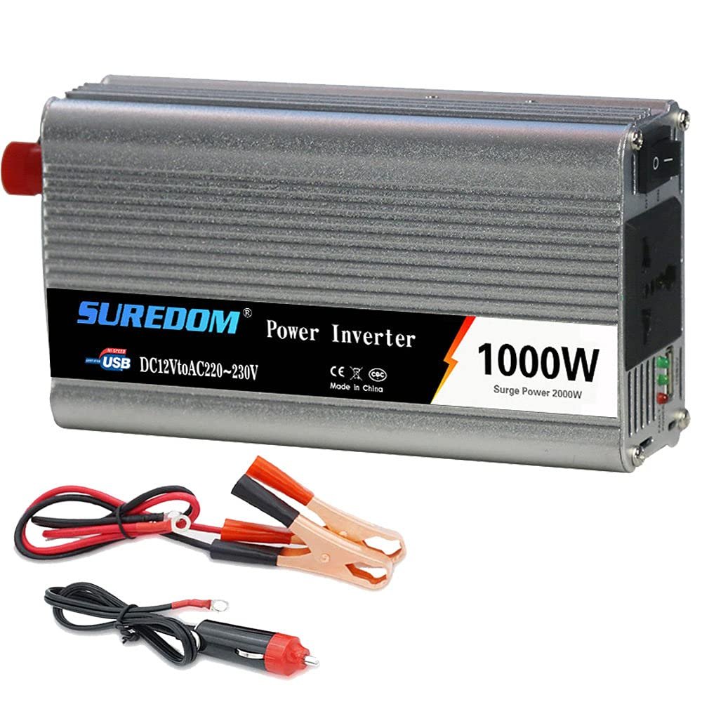 ZWJABYY 1000W 1200W 1500W 2000W Inverter Dc 12V 24V to 110V 220V Ac Power Inverter with USB Charger and Ac Charging Ports-for Laptop-Smartphone-Camera,1000W-12Vto110v