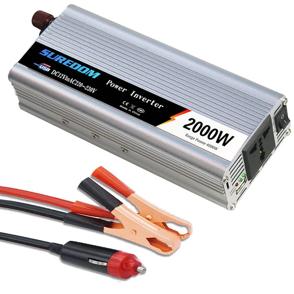 ZWJABYY Power Inverter Dc 12V 24V to 110V 220V Ac Car Converter 1000W 1200W 1500W 2000W with Ac Outlets and USB Charging Ports-for Tablets,Laptop and Smartphones,2000W-12Vto220v