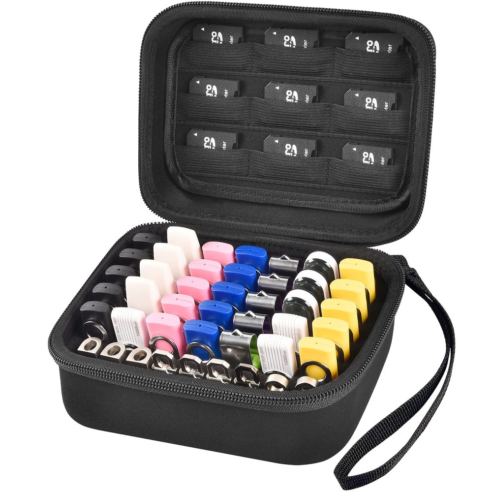 Comecase USB Flash Drive Case, Thumb Drive, Memory Card SD SDXC SDHC Card Holder Organizer, Electronic Accessories Storage Bag for SanDisk/SamData/Samsung/TOPESEL/PNY
