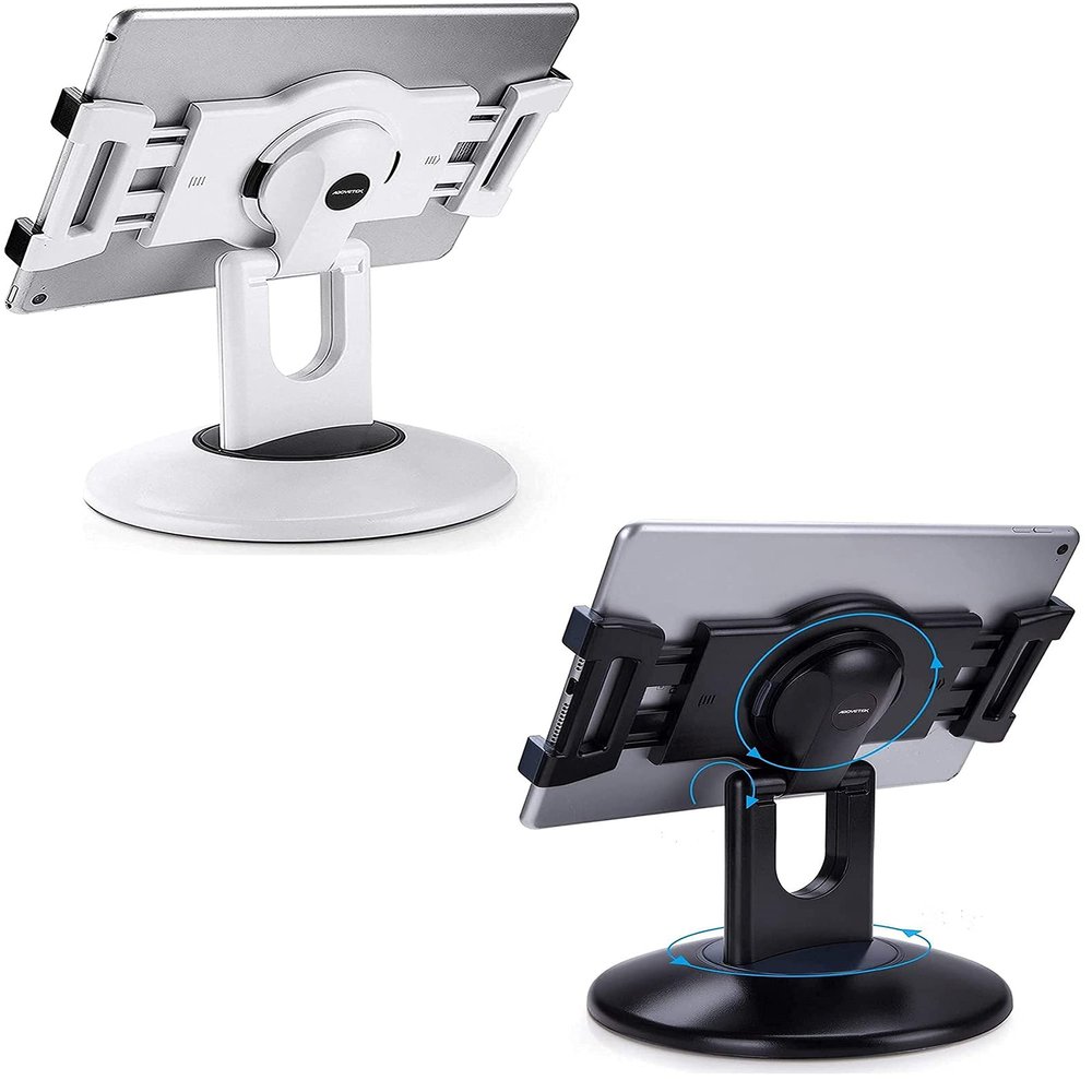 AboveTEK Retail Kiosk iPad Stand, 360 Rotating Commercial Tablet Stand, 6-13.5" iPad mini Pro-Business Tablet Holder, Swivel Design for Store POS Office Showcase Reception Kitchen Desktop