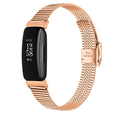 KangPlus Metal Replacement Bracelet Compatible with Inspire 2,Women Men Metal Stainless Steel Vintage Replacement Strap Accessories Adjustable 5.5-7.8 inch Band - Rose Gold