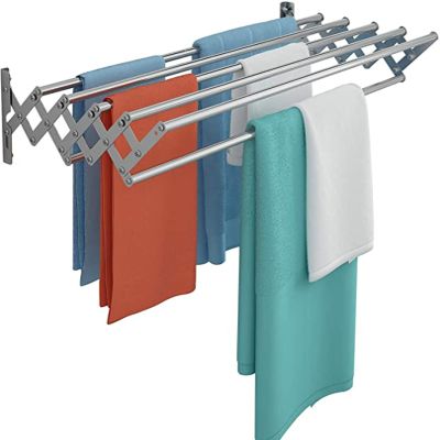 GXFWJD Bathroom Towel Rack Radiator Drying Rack Wall-Mounted Sus304stainless Steel Great for Laundry Room,Bathroom,Utility Area Saves On Space Easy to Install (Color : Silver, Size : 100cm)