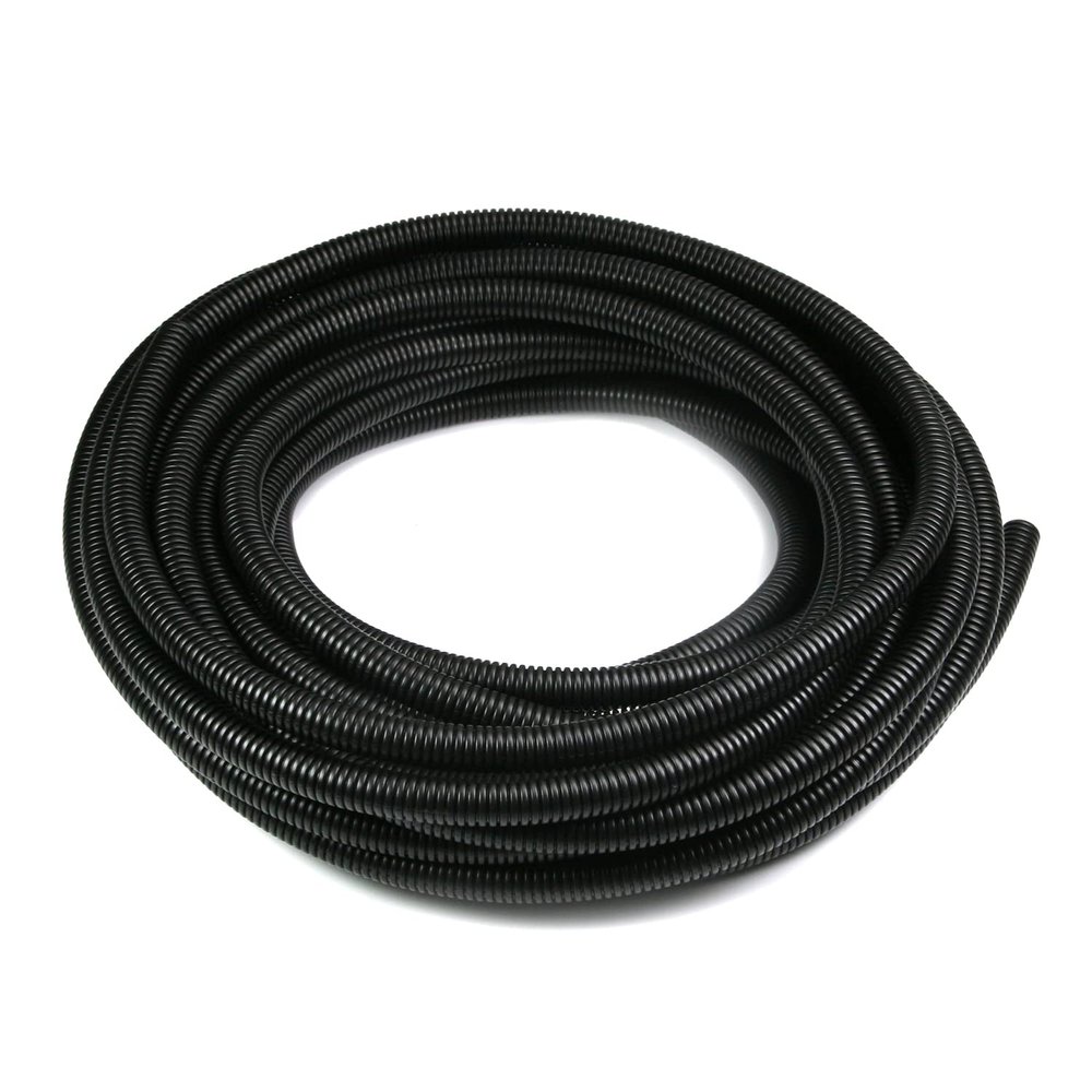 Aicosineg 39.37ft 2/5 Inch Non-Split Wire Loom Tubing Corrugated Tube Polyethylene Hose Cover for Home Outdoor Automotive Marine Wire Harness Wrap Cover Sleeve Conduit-Black (1 PCS)