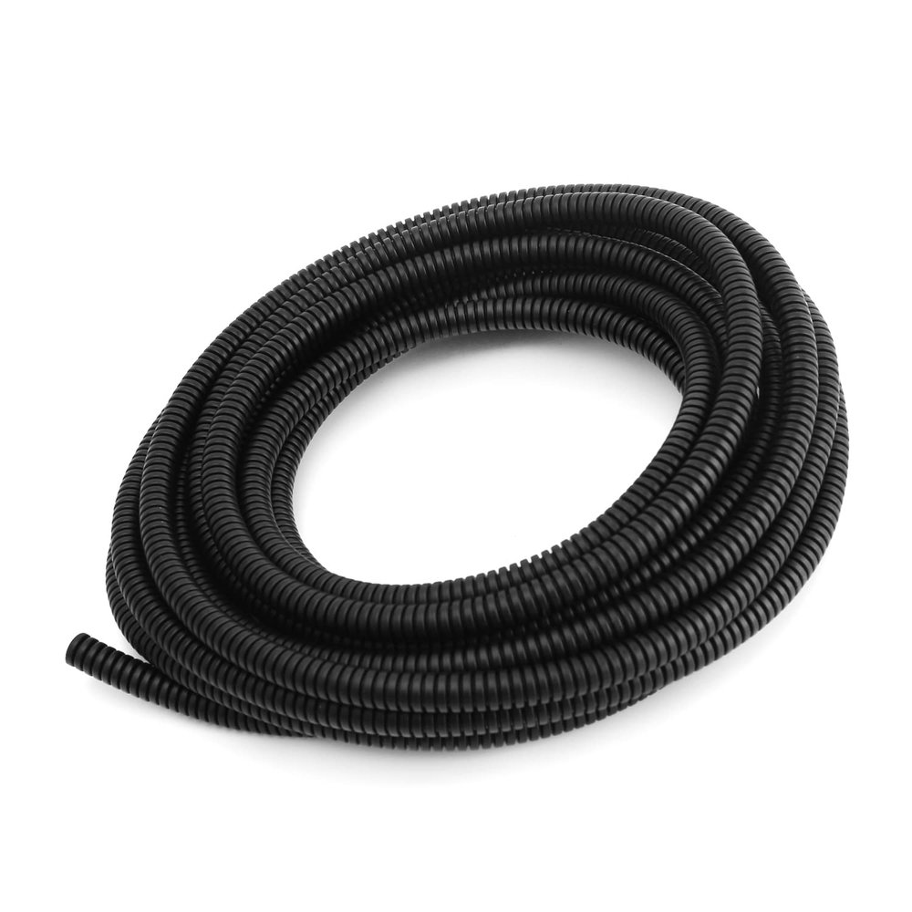 Aicosineg Cable Sleeves 19.68ft 0.25Inch Electrical Conduits Non-Split Wire Loom Tubing Corrugated Tube Flexible Polyethylene Hose Cover for Home Outdoor Automotive Marine Wire Harness Wrap Black