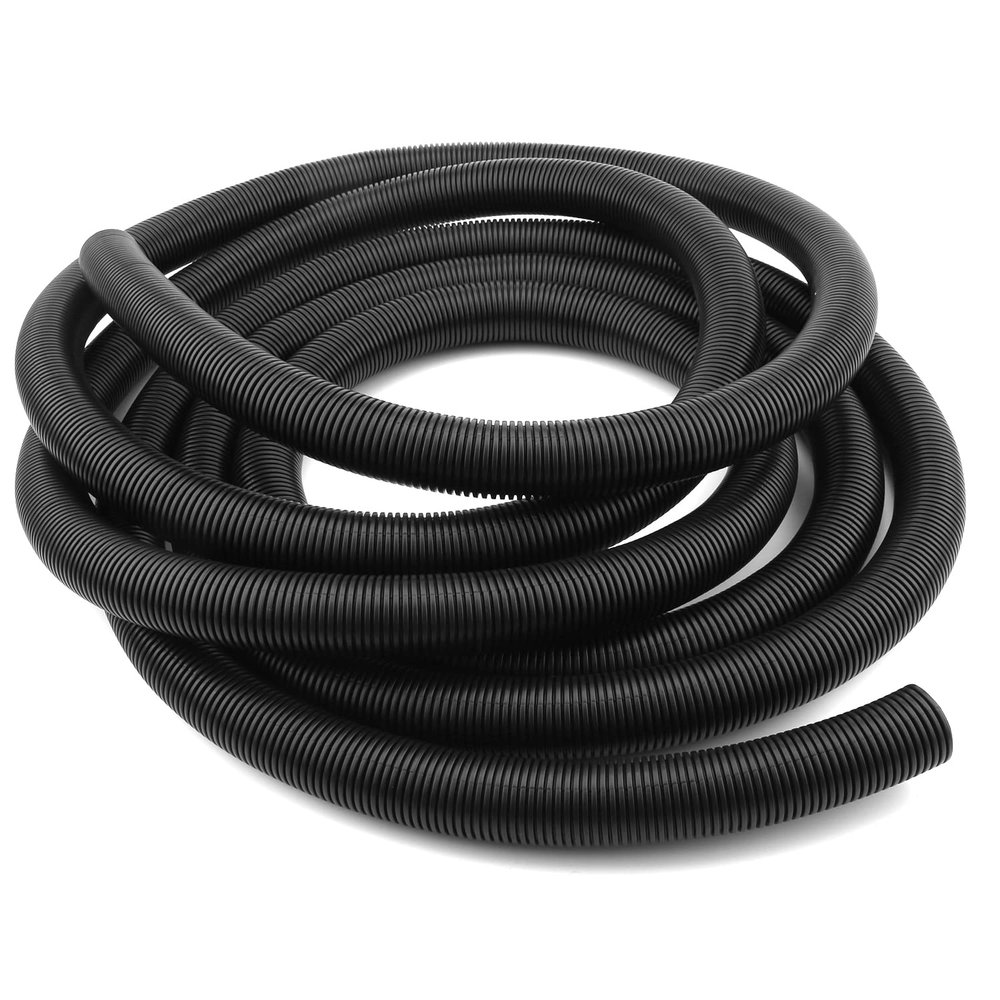 Aicosineg 19.68ft 1-1/7 Inch Non-Split Wire Loom Tubing Corrugated Tube Polyethylene Hose Cover for Home Outdoor Automotive Marine Wire Harness Wrap Cover Sleeve Conduit-Black (1 PCS)
