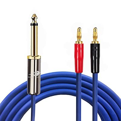 Active Speaker Cable Mono 6.35mm to Dual Banana Spade for Amp Mixer 1/4" Jack to 2Y OFC Audio Cable Gold Plated 1M 2M 3M 5M 8M (Color : to Banana, Length : 8meter)