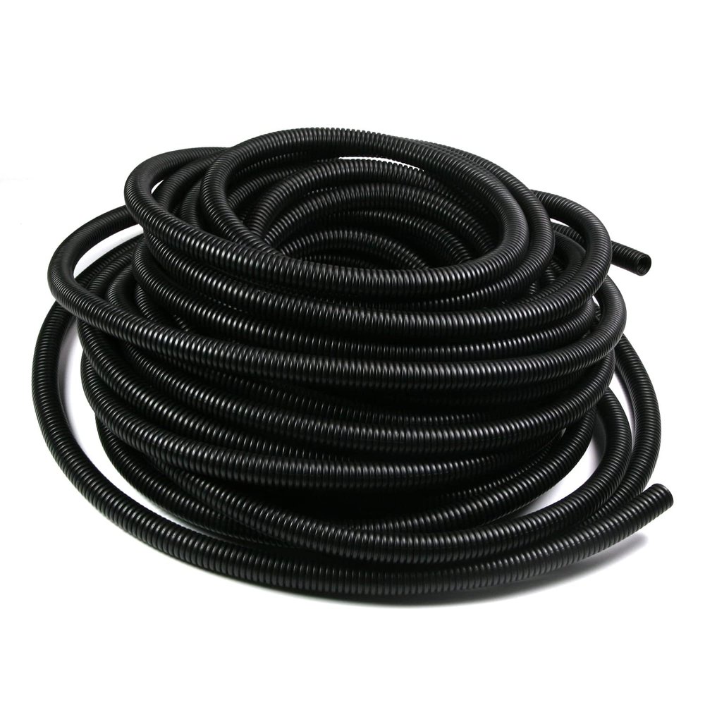 Aicosineg 62.34ft 2/5 Inch Non-Split Wire Loom Tubing Corrugated Tube Polyethylene Hose Cover for Home Outdoor Automotive Marine Wire Harness Wrap Cover Sleeve Conduit-Black (1 PCS)