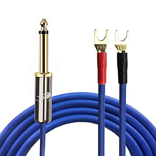 Active Speaker Cable Mono 6.35mm to Dual Banana Spade for Amp Mixer 1/4" Jack to 2Y OFC Audio Cable Gold Plated 1M 2M 3M 5M 8M (Color : to Spade, Length : 1meter)