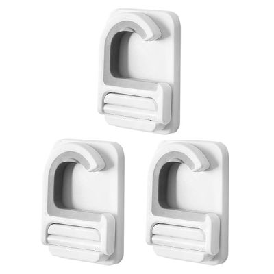 DOITOOL Punch-Free Mop Hooks Adhesive Broom Holder Wall Mount 3-Pack Strong Hook Rack for Household Tool Organization and Umbrella Storage 2.8X1.97X0.39 Inches
