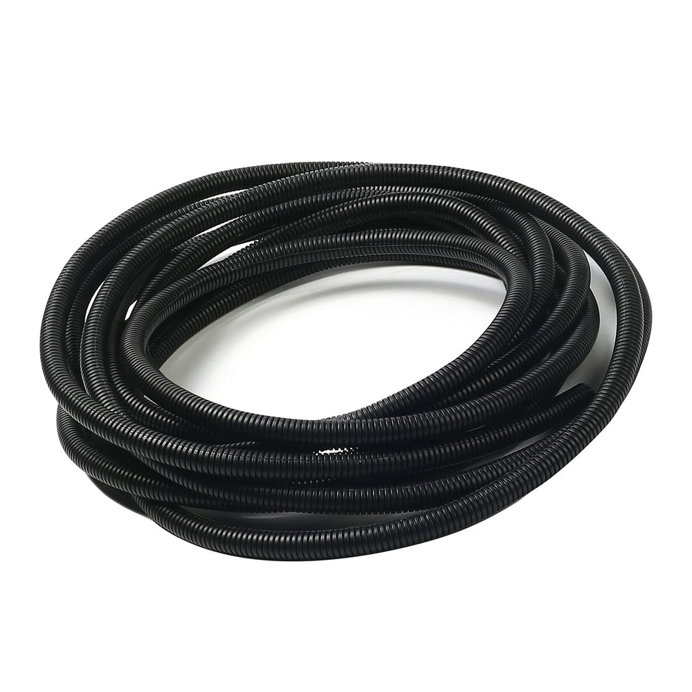 Aicosineg 24.61ft 2/5 Inch Split Wire Loom Tubing Corrugated Tube Polyethylene Hose Cover for Home Outdoor Automotive Marine Wire Harness Wrap Cover Sleeve Conduit-Black (1PCS)