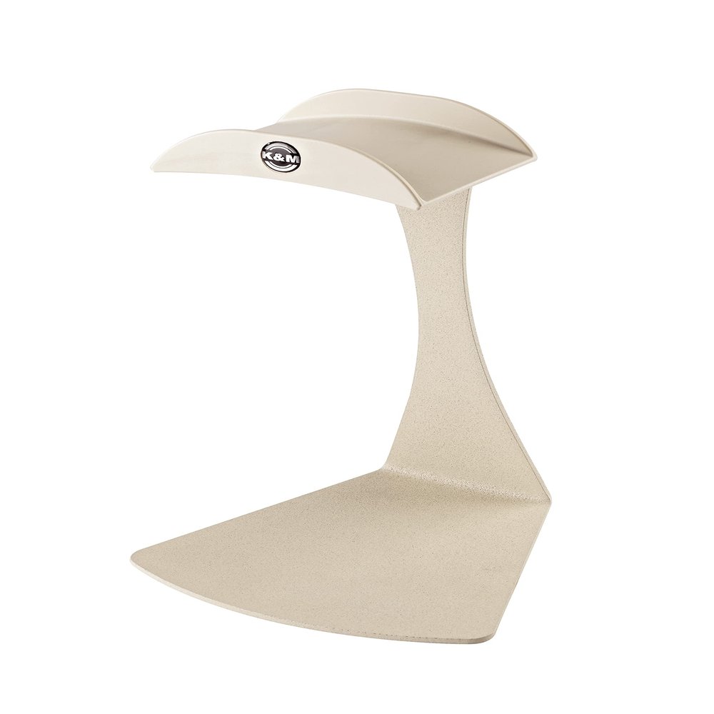 K&M 16075 Over Ear Headphone Table Tripod - Sand Beige Steel - with Rubber Pad and Slim Silhouette