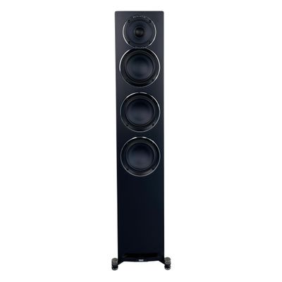 ELAC Uni-Fi Reference 3-Way 5-1/4" Floor Standing Speaker, Oak or Walnut Tower Speakers for Home Theater and Stereo System, Black Baffle with Walnut Sides - Single Speaker