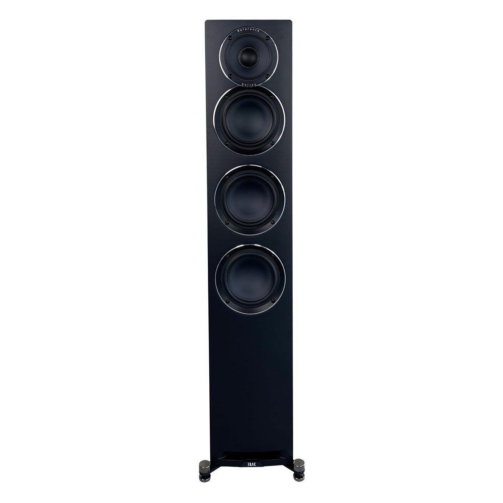 ELAC Uni-Fi Reference 3-Way 5-1/4" Floor Standing Speaker, Oak or Walnut Tower Speakers for Home Theater and Stereo System, Black Baffle with Walnut Sides - Single Speaker
