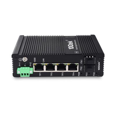 10Gtek Industrial IP40, 6-Port Gigabit Ethernet Switch (w/20-km SFP transceiver), G0204i, DIN-Rail Mount (Power Supply is not Included)
