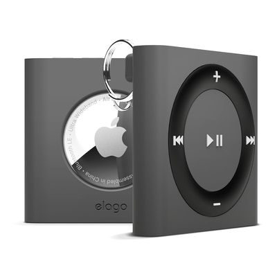 elago Shuffle Case Compatible with Apple AirTag 2nd Gen (2026) & 1st Gens Case [Dark Gray] - Designed for Air Tag, Drop Protection, Classic Retro MP3 Player Design(Track Dogs, Keys, Backpacks, Purses)