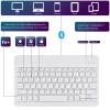 DETUOSI Universal 10 inch Wireless Keyboard, (0.23 inch) Ultrathin Slim Lightweight Travel Portable, 10.1" Multi-Device Wireless Keyboard for iOS/Android/Windows Tablet, Computer, Smart Phone #White view 2