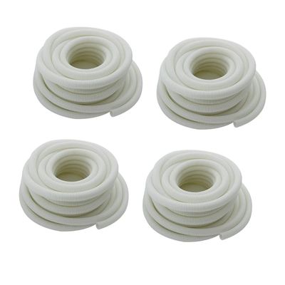 Aicosineg 4.92ft 8/9 Inch Non-Split Wire Loom Tubing Corrugated Tube Polyethylene Hose Cover for Home Outdoor Automotive Marine Wire Harness Wrap Cover Sleeve Conduit-White (4 PCS)