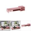 Alvinlite Monitor Stand Riser with 2 Tier Shelf, Desktop Organizer Desk Monitor Stand with Drawer for Screen, Laptop, Printer, Bookshelf for Home & Office, 18.7 Inch Wood Shelf, Pink view 2