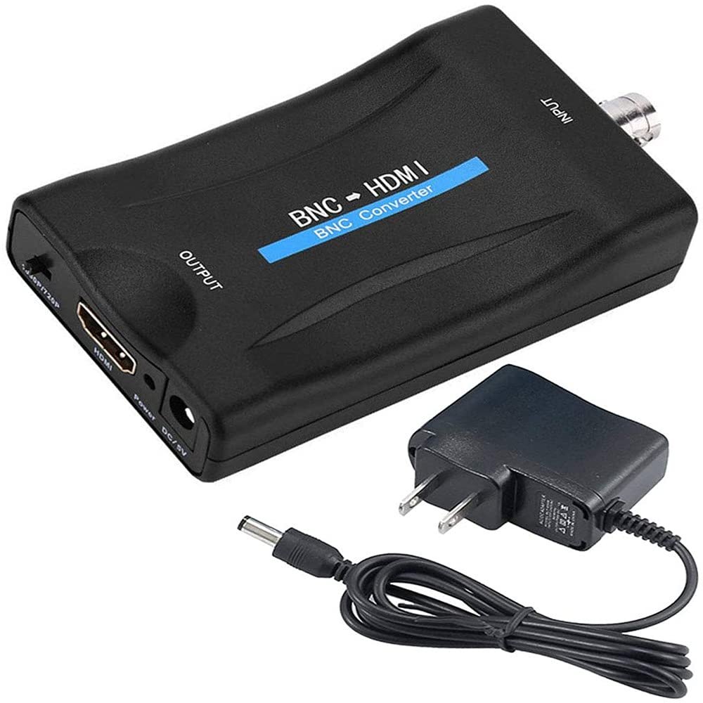 BNC to HDMI Video Converter Box,BNC Adapter with Audio for Security Cameras DVRs Supports 720P/1080P Output Audio Input 1080P Output HDCP Hook Security Camera DVRs Surveillance CVR AC1420 CCTV