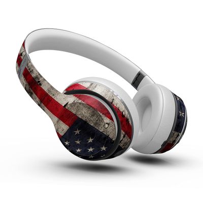 Design Skinz American Distressed Flag Panel Skin Decal Vinyl Full-Body Wrap Kit Compatible with The Beats by Dre Studio (1st Generation)
