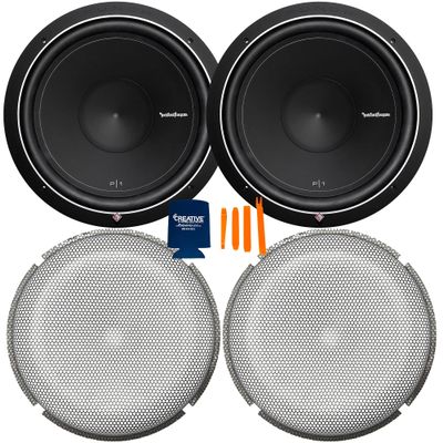 Rockford Fosgate 2 P1S2-15 Punch P1 15" 2-Ohm Subwoofers and 2 P1G-15 Stamped Grille Insert