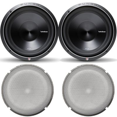 Rockford Fosgate 2 P3D4-12 Punch P3 12" Dual 4-Ohm Subwoofers and 2 P2P3G-12 Stamped Grille Insert