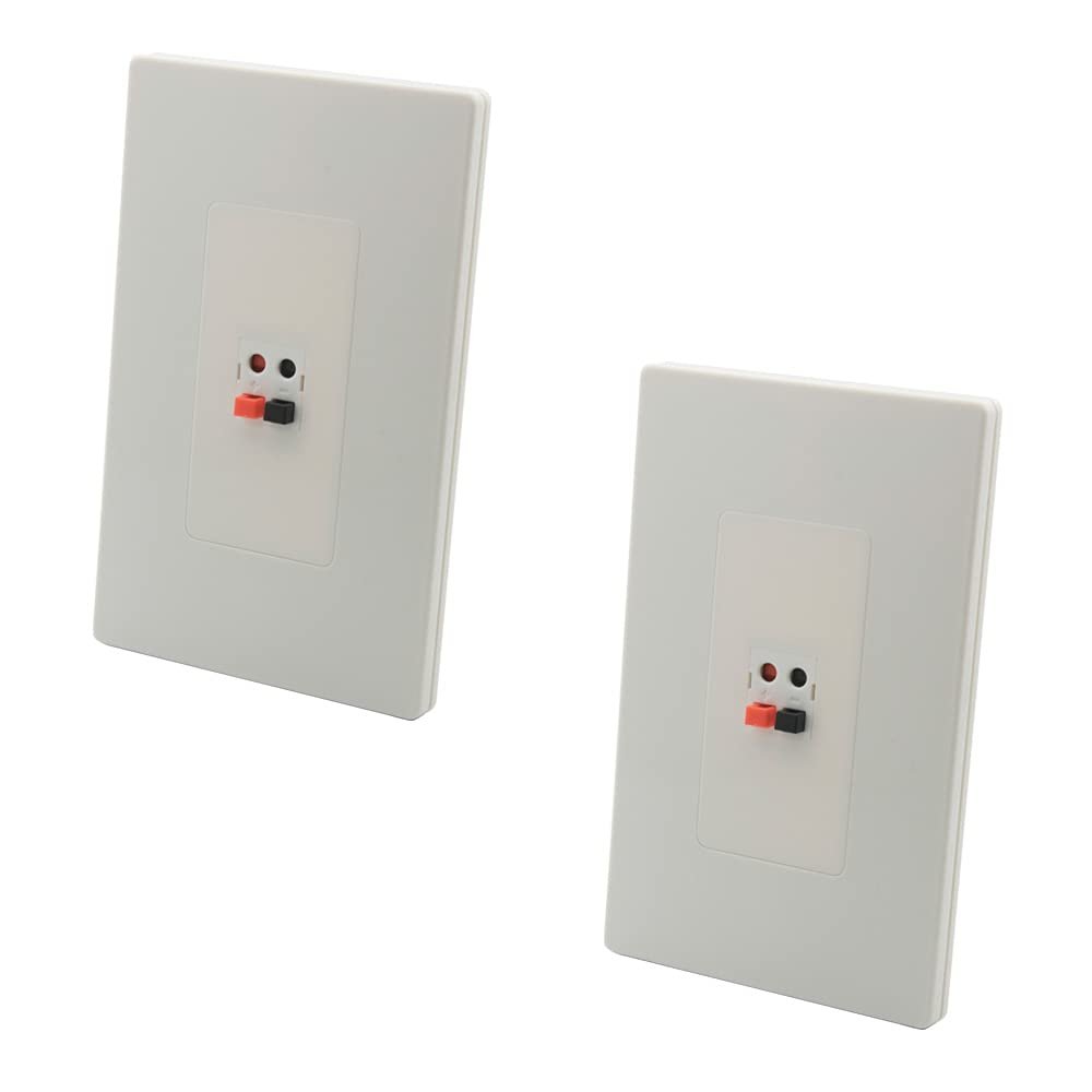 2 PACK No Screw 1 Gang Spring Clip Style 1.0 Speaker Banana Sound Box Wall Plate