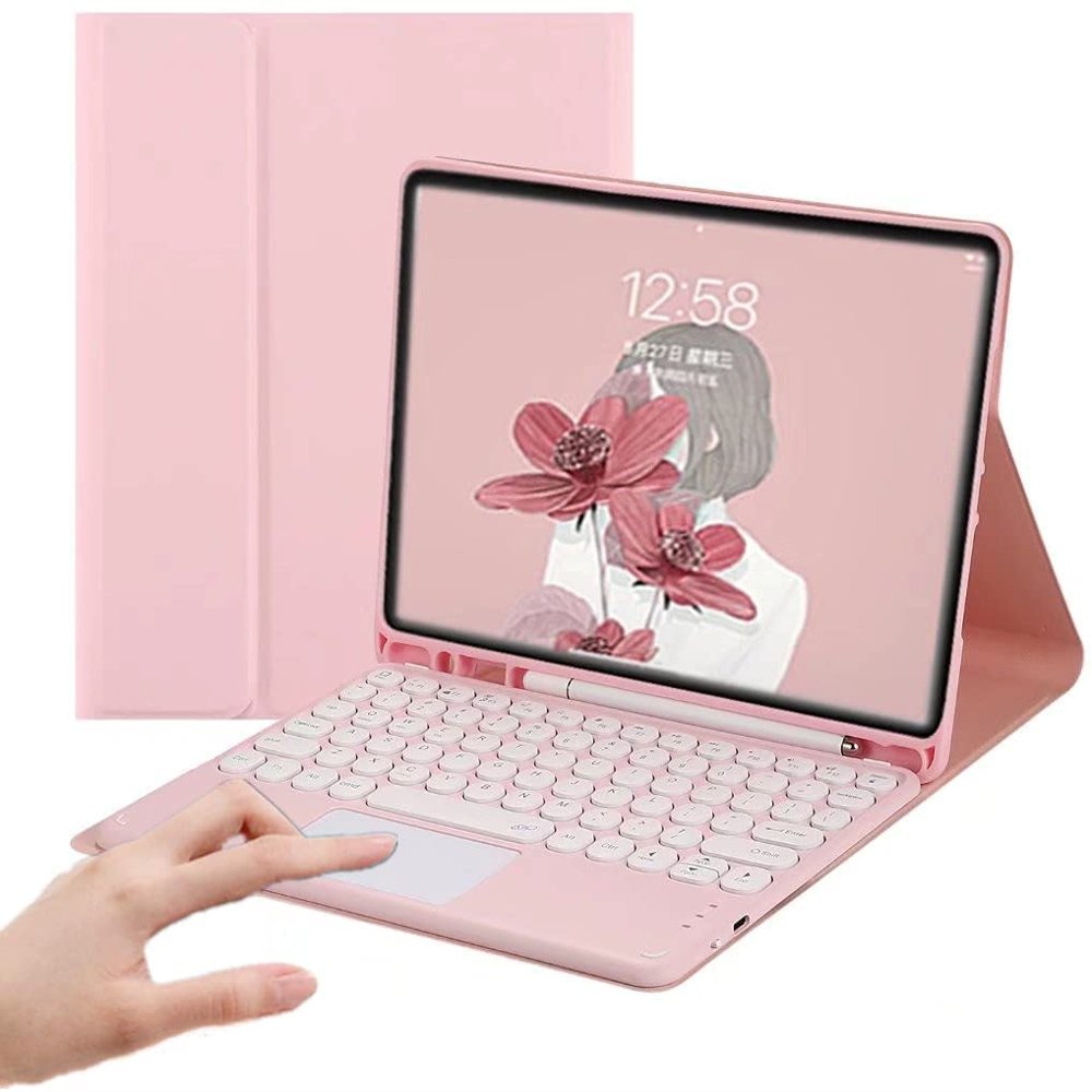 AnMengXinLing Keyboard Case for iPad 2018 (6th Gen) - 2017 (5th Gen) - Pro 9.7 - Air 2&1-Touchpad Detachable Keyboard with Pencil Holder -Slim Leather Folio Smart Cover