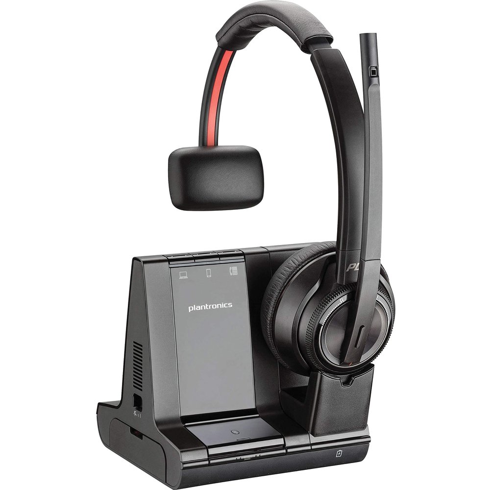 Plantronics Savi 8200 Series Wireless Dect Headset System, Black (Renewed)