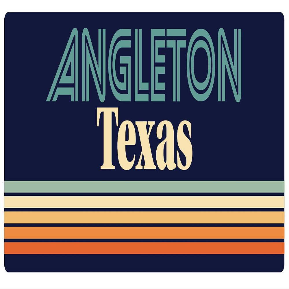 Angleton Texas 5 x 2.5-Inch Vinyl Decal Sticker Retro Design