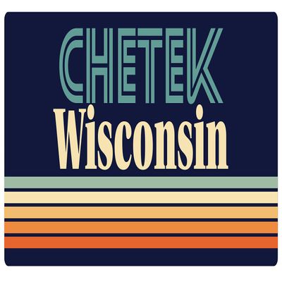 Chetek Wisconsin 5 x 2.5-Inch Vinyl Decal Sticker Retro Design