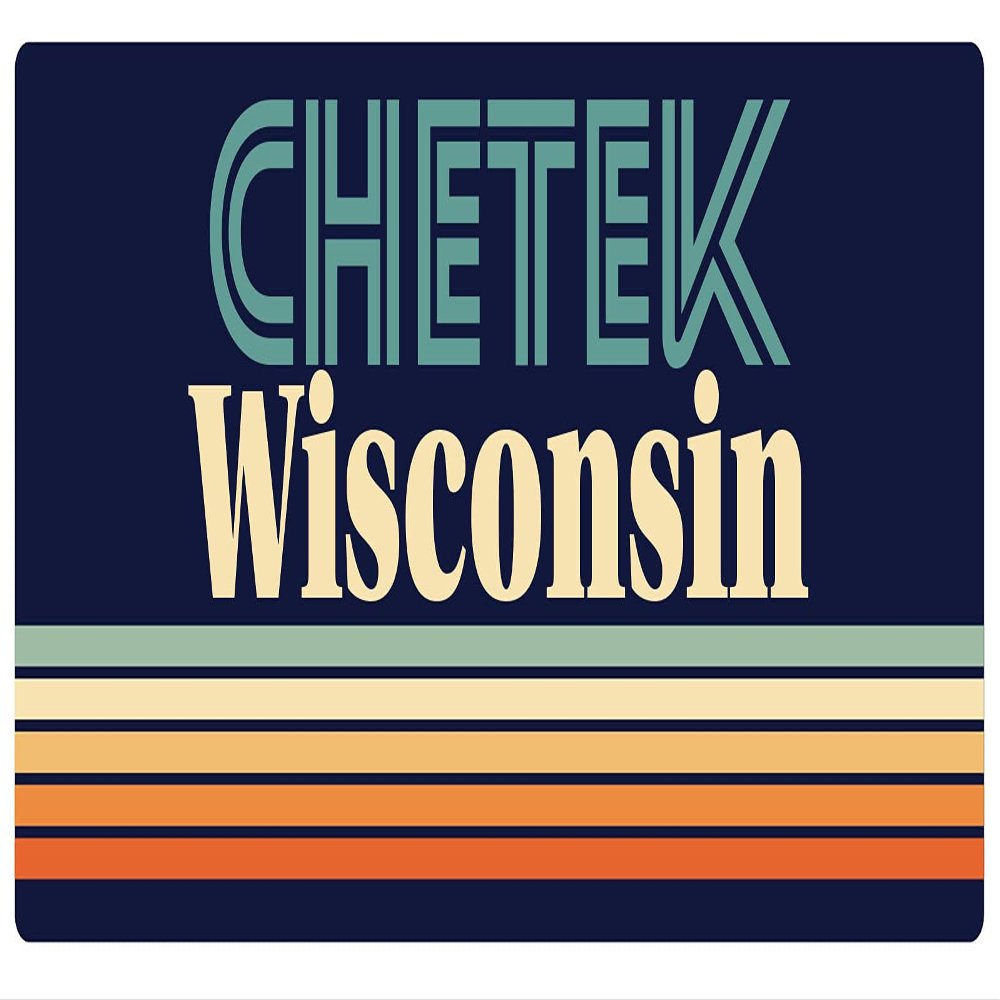 Chetek Wisconsin 5 x 2.5-Inch Vinyl Decal Sticker Retro Design